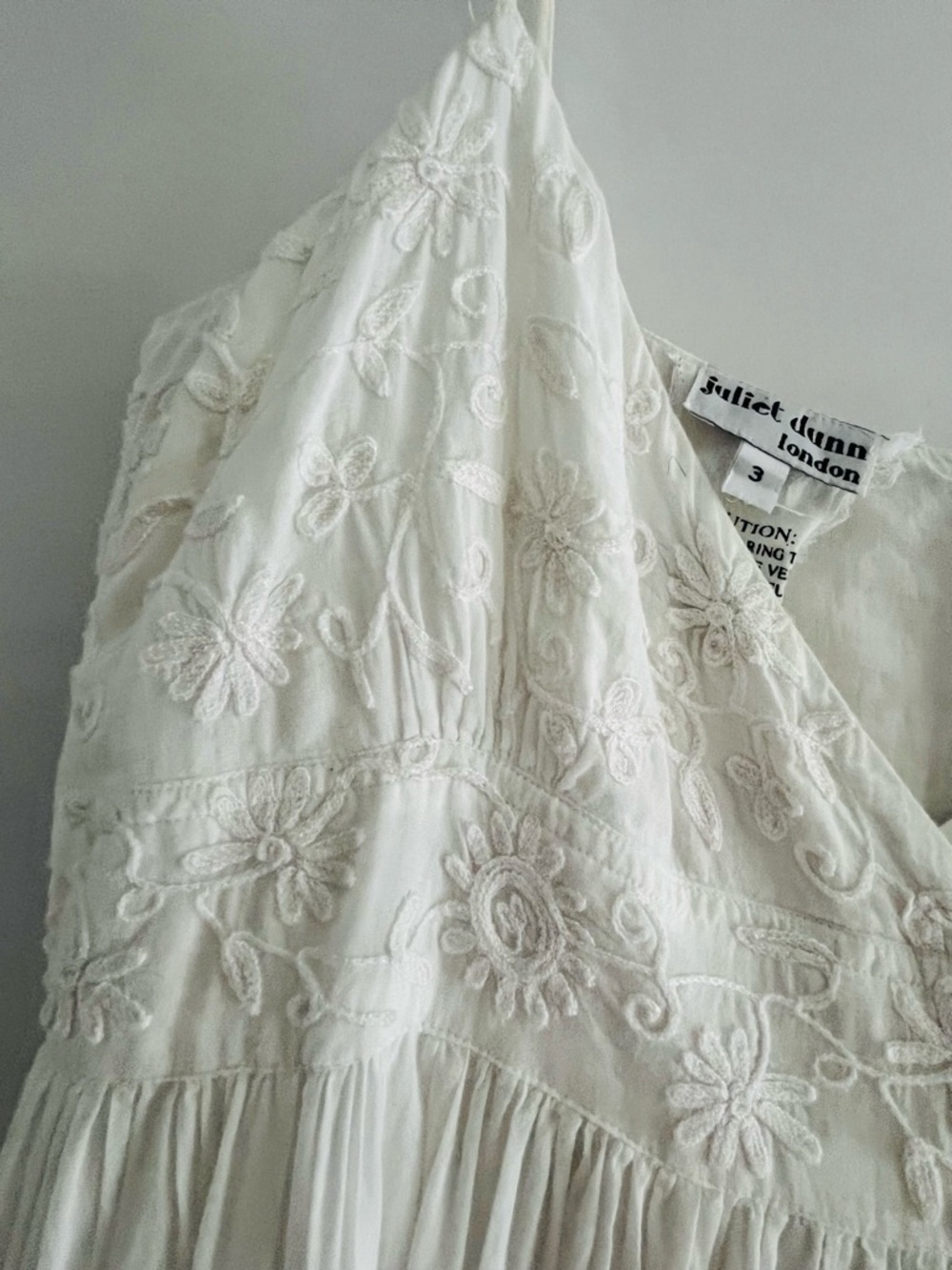 Juliet Dunn London White Embroidered Cotton Midi Sundress Resortwear US M Medium - Picture 5 of 7
